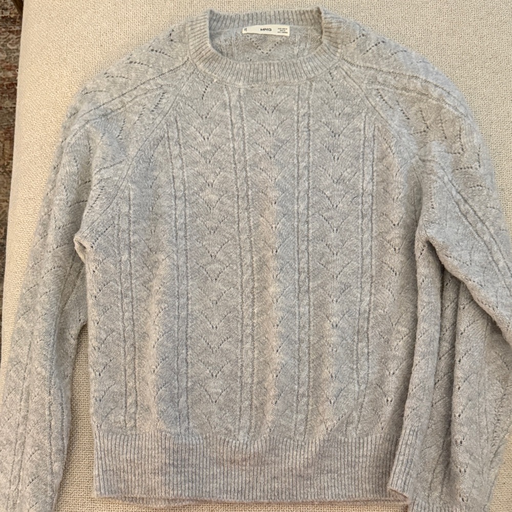 Mango Gray Cable Knit Sweater